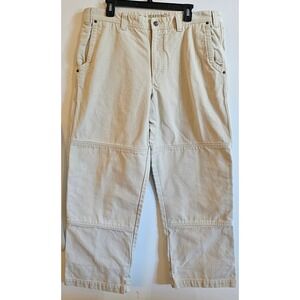 Eddie Bauer Men's Khaki Utility Work Pants Double Knee Relaxed Fit 38x30